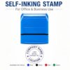 Personalized Self-Inking Round Stamp with Custom Text & Company Details. Refillable Rubber Stamp in Blue, Black, Red & Green Ink. Ideal for Invoices, Documents & Office Use.