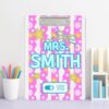 Personalized Striped Floral Teacher Clipboard with Custom Name, Teacher Appreciation Gift, Back to School Supplies, Acrylic Classroom Clipboard for Teachers and Educators