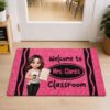 Personalized Teacher Classroom Doormat, Custom Welcome Rug with Teacher Name, Crayon Pencil Back to School Classroom Decor, First Day of School Gift for Teacher