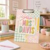 Personalized Teacher Clipboard, Custom Name Coquette Striped Teacher Clipboard, End of Year Gifts from Student, Appreciation Thank You Gifts for Teachers, Back to School Supplies for Teachers