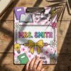Personalized Teacher Clipboard for Educators, Custom Name Acrylic Clipboard Board for Teachers, Classroom Office School Supply, Appreciation Gift for Women Men, Back to School, Christmas