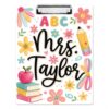 Personalized Teacher Clipboard with Name, Custom Acrylic Clipboard, Floral ABC Design, Elementary Kindergarten Teacher Appreciation Gift, Classroom Decor, Back to School First Day Gift