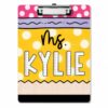 Personalized Teacher Clipboard with Name, Custom Acrylic Clipboard, Pencil Polka Dot Design, Teacher Appreciation Gift, Back to School Classroom Supplies, First Day of School Gift