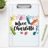 Personalized Teacher Clipboard with Name, Custom Double Sided Acrylic Clip Board A4 A5 for Classroom Organization, Teacher Appreciation Gift, Back to School Supply and Desk Decor Present for Educators