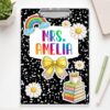 Personalized Teacher Clipboard with Name, Custom Double Sided Acrylic Clip Board A4 A5 for Classroom Organization, Teacher Appreciation Gift, Back to School Supply and Desk Decor Present for Educators