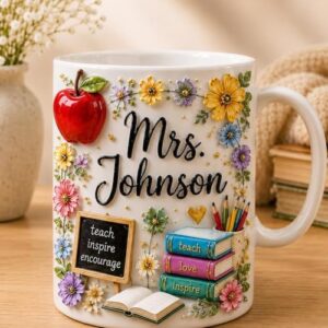 Personalized Teacher Mug, Custom Name Teacher Coffee Mug, Teacher Appreciation Gift, Back To School Cup, Classroom Coffee Mug Gift, Cute Educator Present