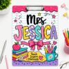 Personalized Teacher Name Clipboard, Custom Acrylic Paper Clipboard for Teachers, Back to School Gift, Teacher Appreciation, School Desk Accessory, Teachers Supplies Style 12