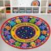 Personalized Teacher Round Rug with Name – Custom Welcome Classroom Carpet, Round Reading Corner Carpet, Teacher Classroom Decor, Welcome Rug for School (Style 11)