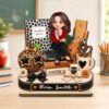 Personalized Teacher Wooden Plaque - Custom Name 2 Layer Desk Sign with Teach Love Inspire Design, Teacher Appreciation Gift, Classroom Decor for Teacher Office Shelf Table