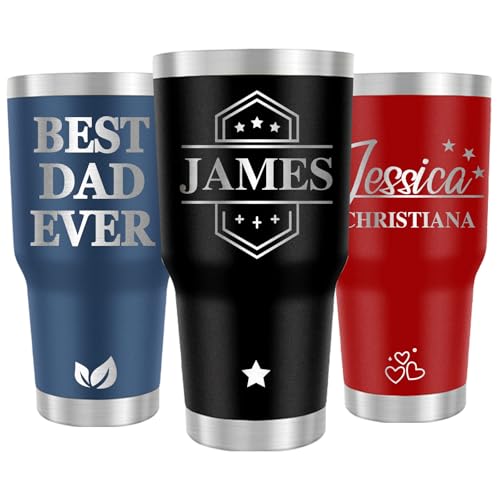 Personalized Tumbler with Engraved Name, Custom Coffee Drink Cups with Straw & Lid 30 Oz Stainless Steel Travel Insulated Mug, Gifts for Birthday Teacher Appreciation Man Women Office