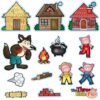 Peryiter 14 Pack Three Little Pigs Felt Board Story Sets Precut Board Flannel Figures Stories for Preschool Classroom Toddlers Stories Play Activity