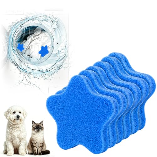 Pet Hair Remover for Laundry, Dog & Cat Hair Remover - 6 PCS Reusable Laundry Balls Effectively Removes Fur, Lint, Dander from Clothes, Hoodies, Blankets - Gentle, Easy to Use & Clean (Blue)