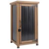PetsCosset Small Outdoor Storage Cabinet Waterproof with Metal Top, Wood & Metal Outside Potting Bench Table Tool Organizer with Adjustable Shelf for Patio Backyard Garden