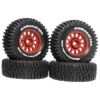 PETSOLA 4 Pieces RC Car Tires RC Wheels Alloy Replacement Professional Modification Set Sturdy Accessories Suitable for RC Truck DIY Pr, Red