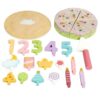 petsola Birthday Cake Toy Wooden Cake Playset for Preschoolers