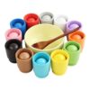 PETSOLA Rainbow Colored Sorting Ball in Cup Wooden Color Sorting Balls Game for Kids
