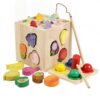 PETSOLA Wooden Activity Cube with Blocks Colorful Shape Sorting Toy with Mallet Smooth Shape Sorter for Preschoolers, Playroom