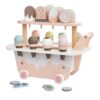 petsola Wooden Ice Cream Cart Storage Pretend Dessert Cart Smooth Rounded Edges for Children, Playroom