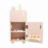 petsola Wooden Play Refrigerator Realistic Design Wooden Toy Fridge Spacious Storage Play Kitchen Refrigerator for Children