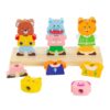 PETSOLA Wooden Stacking Blocks Fine Motor Skills Builder Early Educational Development