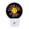 PGRZALRUQS Catch Like A Women Softball Night Light Plug Into Wall Nightlights Lamp for Bathroom Hallway