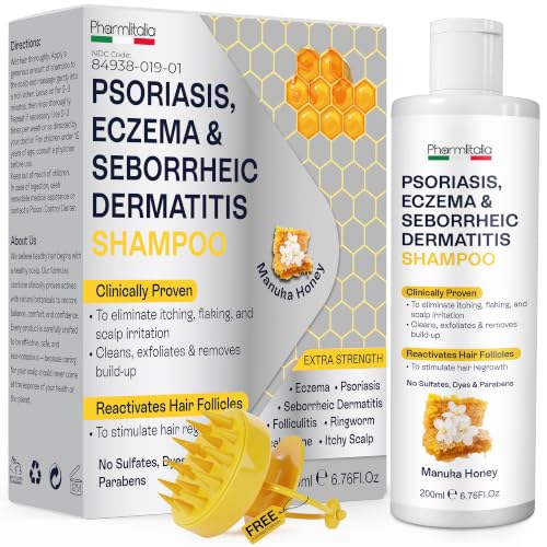 Pharmlitalia Psoriasis Shampoo for Dry & Itchy Scalp with Salicylic Acid 3% - Psoriasis Scalp Treatment for Eczema Relief, Seborrheic Dermatitis, Ringworm & Folliculitis 6.76 Fl Oz