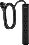 Philips Surge Protector Power Strip with USB Ports, 4 Ft Braided Extension Cord, 450 Joules, 4 Outlet Extender, 2-USB-C, Flat Plug, Home Office Dorm Essentials, Black, SPP6285B/37