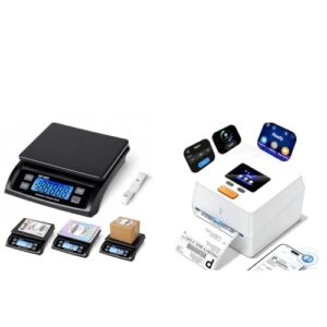 Phomemo Shipping Label Printer with Touchable Screen White & Digital Shipping Postage Scale 66lb with 59In Tape Measure