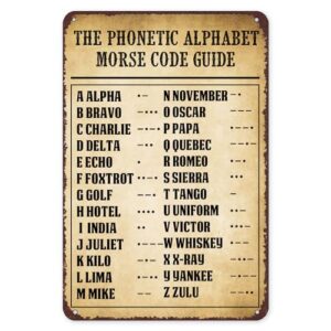 Phonetic Alphabet Morse Code Pilot Signs Poster Wall Decor Hanging Art Prints Art Decorative for Home Bedroom Bar Pub Club Man Cave 8 X 12 Inches