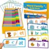 Phonics Flash Cards & Word Family Build Book, 40 Read & Rhyme Flip Books, Learn to Read for Kids Ages 3-8, Engaging Educational Tools for Preschool-Kindergarten, Fun Sight Word Games & Phonics Games