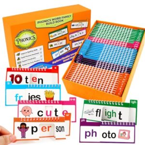 Phonics Flash Cards, Word Family Build Book with 40 Read and Rhyme Flip Books, Learn to Read Sight Words, Kindergarten Reading Games, Preschool Homeschool Educational Learning Activities