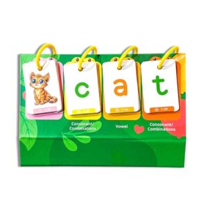 Phonics Flipping Charts Early Learning Card with 80 Illustrated Flashcards Language Teaching Aid for Homeschooling English Vocabulary Flashcards
