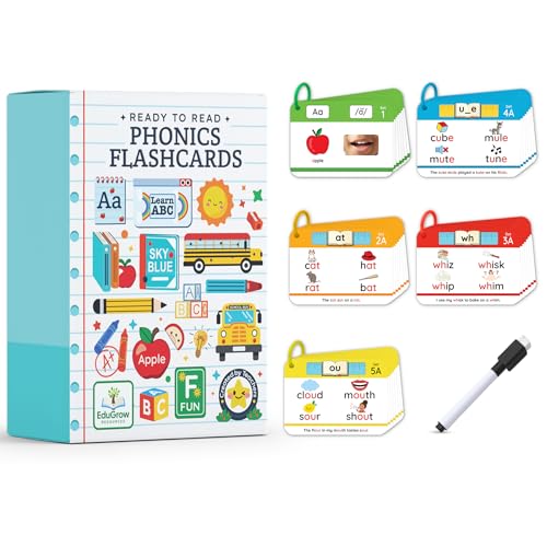 Phonogram Flash Cards - Phonics Flash Cards - Learn to Read - CVC Reading Flashcards for Kids Ages 5-8 - Phonics Games - Homeschool Preschool Kindergarten First Second Grade Learning Activities