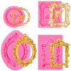 Photo Frame Silicone Molds Baroque Style Air Dry Clay Molds Photo Frame Fondant Mold Mini Frame-Mold for Cupcake Topper Cake Decoration Candy Polymer Chocolate Clay