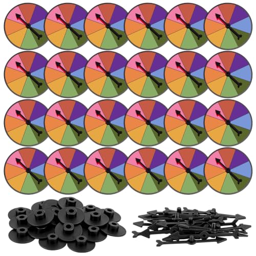 PH PandaHall 24 Sets Rainbow Spinner Wheel 3.9 Inch Round Spinner Board Paper Math Game Spinners Prize Wheel with Rotating Arrows for Holiday Family Party Birthday Housewarming Trade Shows
