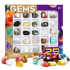 Piano Potato Rock Collection for Kids, 25 Natural Gemstones & Crystals, Gemstone Collection Kit with Fancy Rocks, Educational Geology Set for Kids Ages 6+