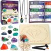 PIBEX Birthstone Dig Kit, Excavate 12 Real Gems & Crystals, DIY Gemstone Necklace & Bonus Pendant, STEM Educational Gemology Toy, Rock Geology Gifts for Boys & Girls 6-12