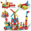 PicassoTiles 116pc Hedgehog Building Blocks Construction Toy Set with Interlocking Tiles Idea Book 4 Action Figure Characters and Decorative Eyes STEM Educational Playset for Kids Ages 3 Plus PTB116