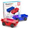 PicassoTiles 2 Piece Car Truck Construction Kit Toy Set Vehicle for Magnetic Blocks Building Tile Sensory Magnet Toys with Re-Enforced Hitch & Long Bed Educational Puzzle Girls Boys Toddlers Ages 3+