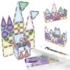 PicassoTiles 50PC Magnetic Tiles Travel Set Nano + Original Size Construction Building Block 2-in-1 Tile Collection with Tin Box Storage Case Montessori STEM Activity Learning Kit Kids Ages 3+ PN12