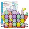 PicassoTiles Magnetic Tiles Blocks Magnet Tile Magnets Building Blocks Construction Toy Set with Reflective Leaf Flakes Magnetic Building Tiles Toys STEM Learning Kit Stacking Block Playset PTJ48
