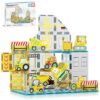 PicassoTiles Magnet Tiles Magnetic Building Blocks with 8 Construction Vehicles Crank Truck Excavator Bulldozer Road Roller Concrete Mixer Tractor Dump Truck Forklift Toys Learning Kids Ages 3+ PTQ11