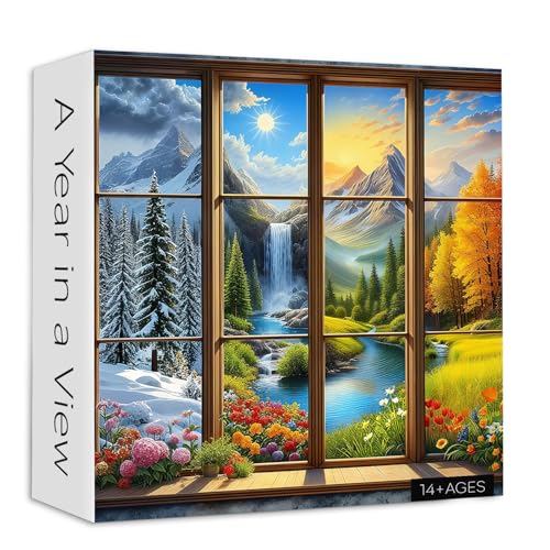 PICKFORU Season 1000 Piece Puzzle for Adults, A Year in a View Jigsaw Puzzles, Nature Art Mountain Scenery Puzzle as Wall Decor
