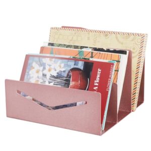 Picowe Metal Desk Mail Organizer Mail Holder, 3 Slots Letter Holder Organizer Envelope Organizer for Home Office (Rose Gold)