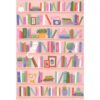 Pictura Blank Note Card - White Cat Sitting on Full Bookshelf