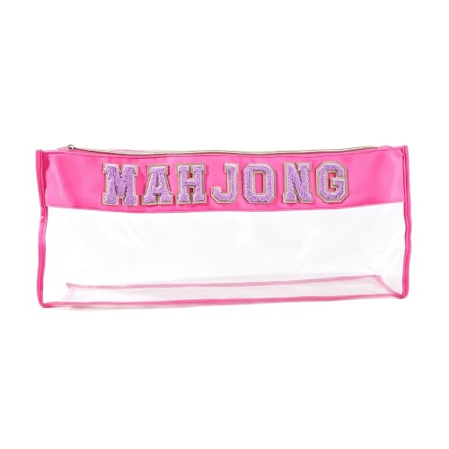 Piece Storage Pouch for Mahjong Gatherings, Long Organizer Bag with Zipper Access and Embroidered Front Detail Mahjong Organizer Pouch Board Game Storage Bag Zipper Game Piece Holder Embroidered Home