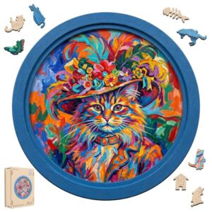 Pikoqunc Wooden Puzzle for Adults – 500 Pieces Artistic Cat Wood Puzzle