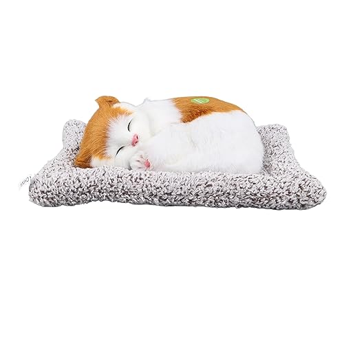 Pilipane Sleeping Simulated Cat Decoration Realistic Plush Toy with Sound Bamboo Charcoal Odor Remover Cute Stuffed Animal Gift for Pet Lovers Kids Room Decor 10.24 x 7.87 x 3.94 Inches