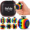 PILPOC theFube Fidget Cube, 6-Sided Stress Relief & Focus Toy for Adults & Kids, Boosts Concentration, Mindfulness Aid, Silent & Audible Modes, Includes Carry Case for Portability (Rainbow)