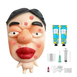 Pimple Popping Squishy Stress Relief Fidget Toy Reusable Silicone Pimple Popper Set Soft Sensory Squeeze Toy with Refill Kit Satisfying Burst Play for Desk Relaxation Large Size (PoutFace)